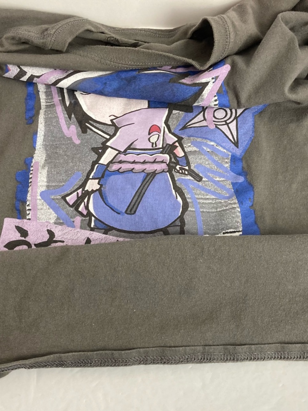 Naruto Sasuke Uchiha Anime Graphic T-Shirt Youth Gray Manga Ninja Tee medium - Picture 7 of 9